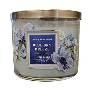 Bath and Body Works Blue Sky Breeze Scented 3 Wick Candle w/ Essential Oil